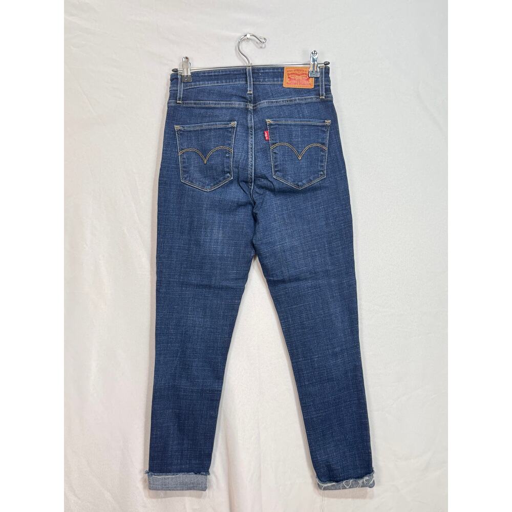 Levi's 712 High Rise Skinny blue denim jeans stretch raw hem 5 pocket Sz 28 - Picture 2 of 8